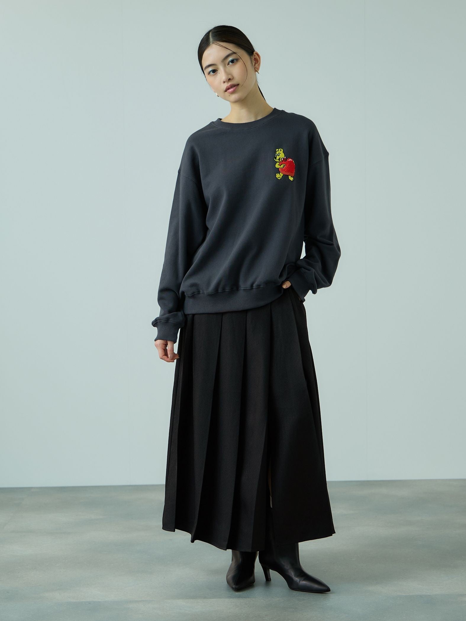 ワイドプリーツスリットスカート≪手洗い可能≫