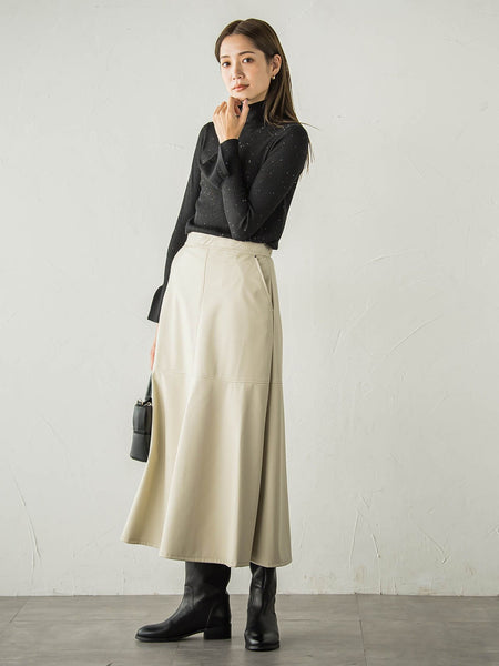 レザーライクリベット付きフレアスカート≪手洗い可能≫ | ketty