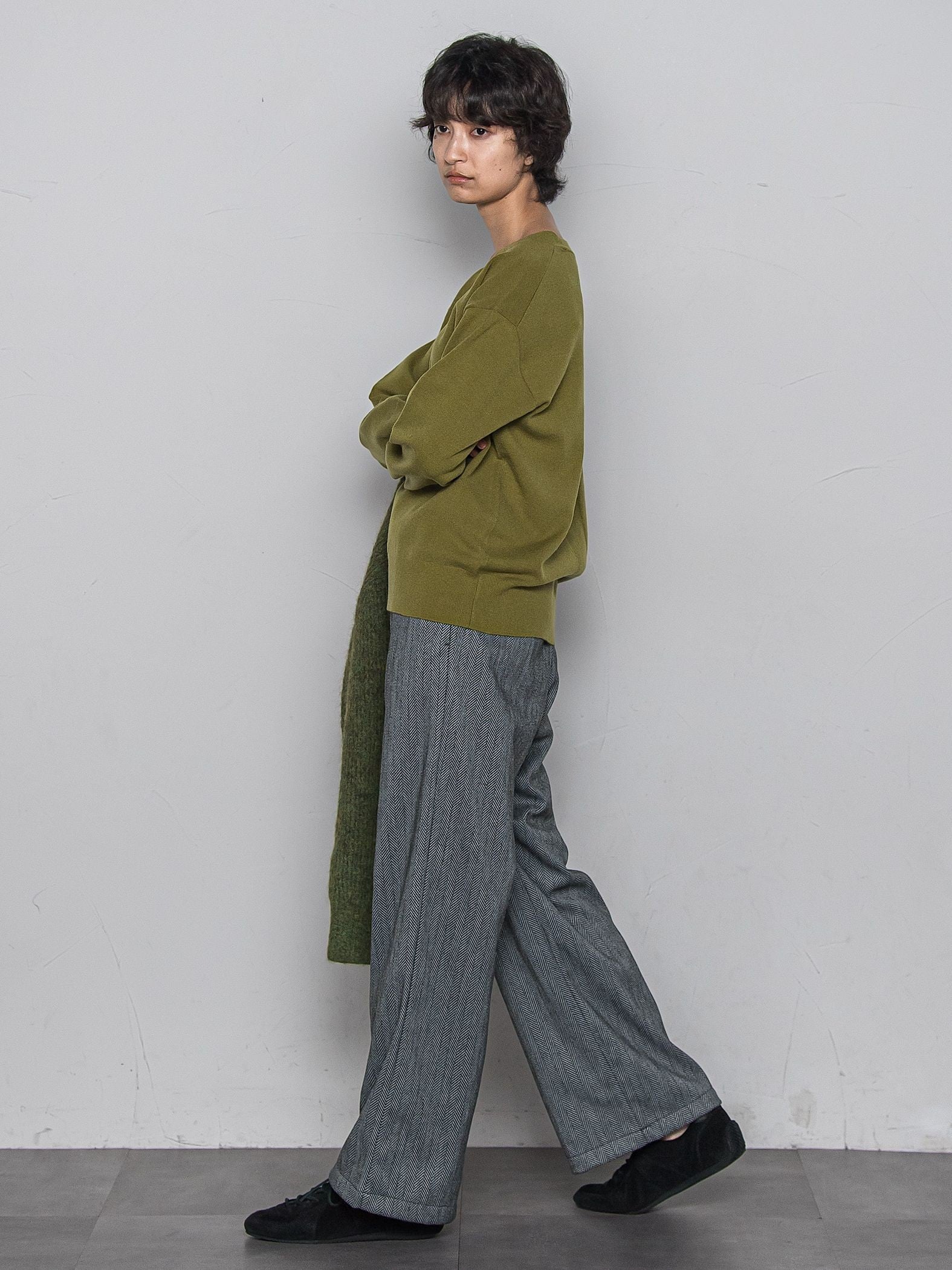 【ふわもち】Vネックニット≪洗濯機で洗える≫