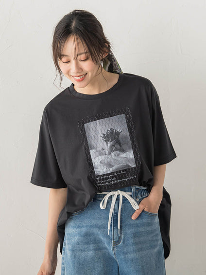 チュール重ねフォトTシャツ