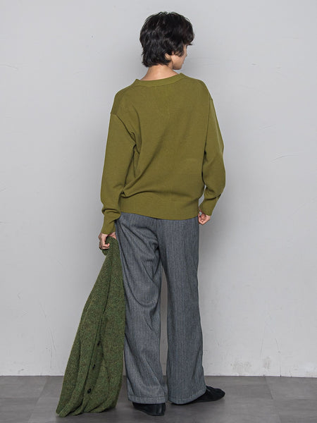 【ふわもち】Vネックニット≪洗濯機で洗える≫