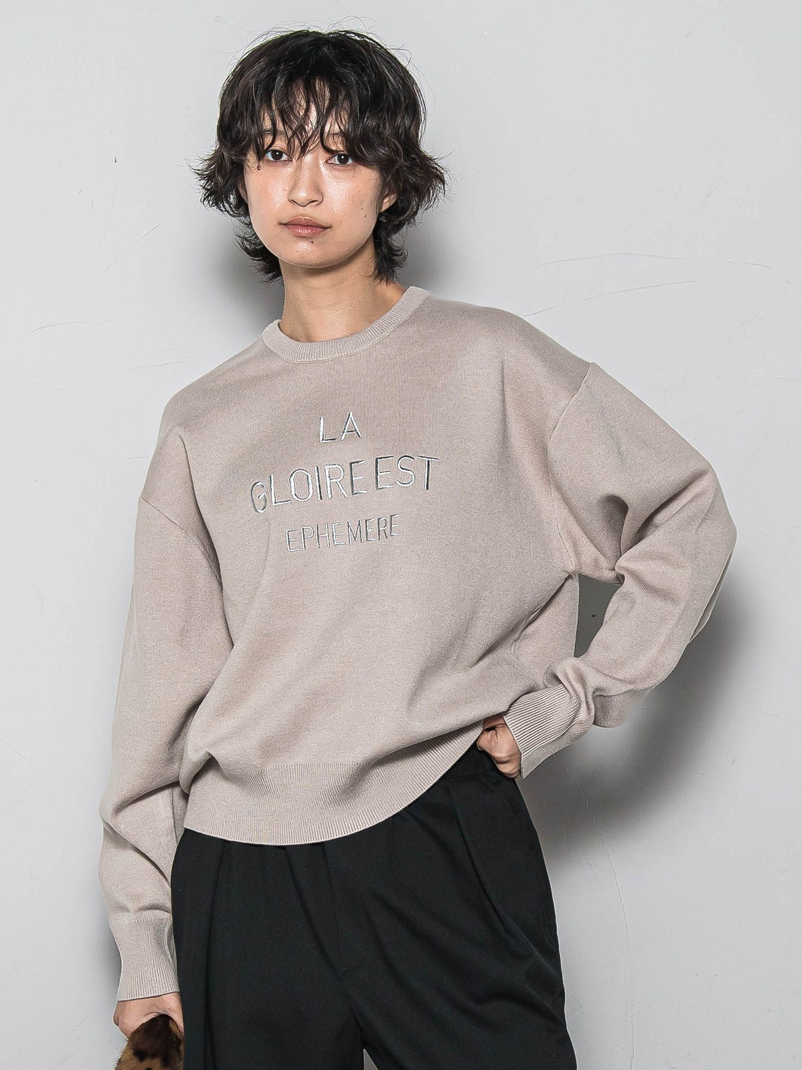 【WEB限定】刺繍ロゴニットプルオーバー≪洗濯機で洗える≫