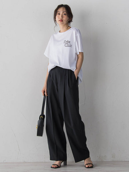 サスペンダー付き2タックパンツ