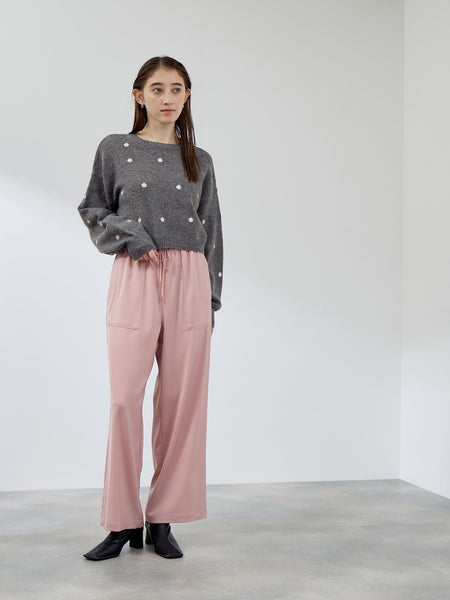 マーガレット刺繍ニットプルオーバー≪手洗い可能≫