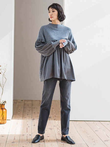 【WEB限定】”1枚でサマになる”とろみサテンふんわりニット