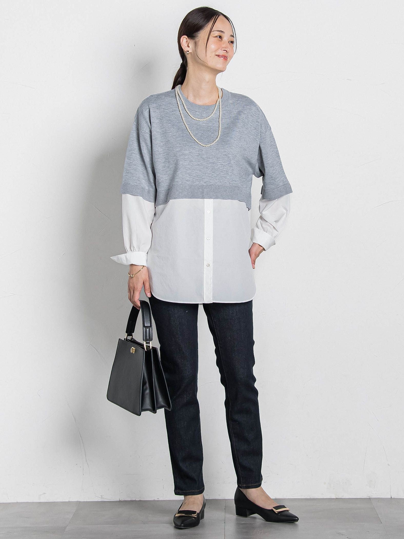 【WEB限定】シャツドッキングニット≪洗える≫