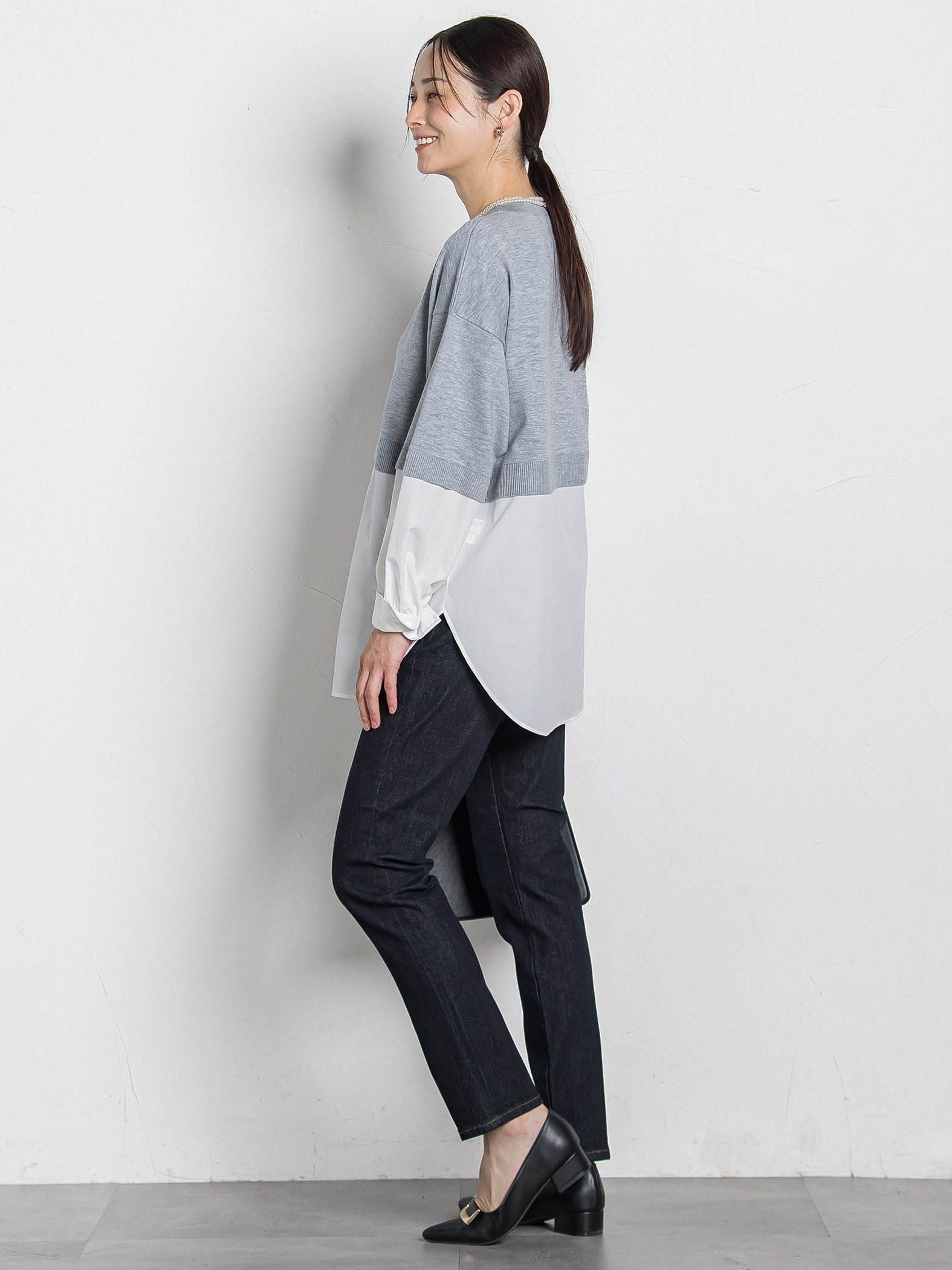 【WEB限定】シャツドッキングニット≪洗える≫