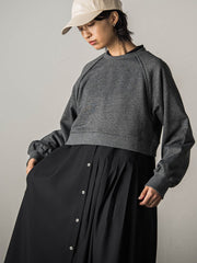 裏毛クロップドトレーナー≪洗濯機で洗える≫