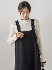 【新色追加】袖ボタンランダムリブニット≪手洗い可能≫