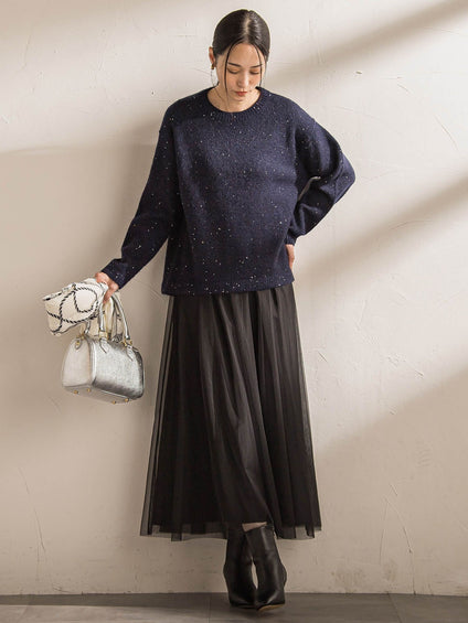 スパンコールクルーネックニット≪洗える≫