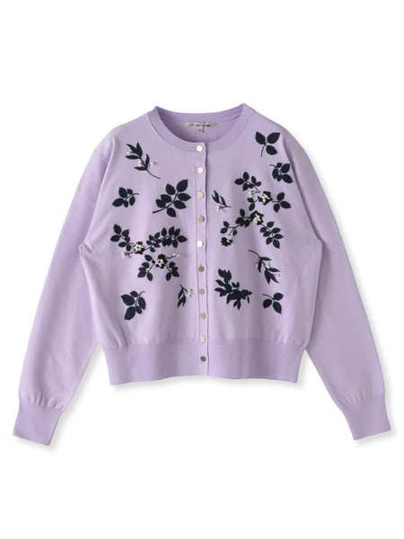 ボタニカルモチーフ刺繍カーディガン