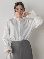 襟フリルブラウス≪洗濯機で洗える≫