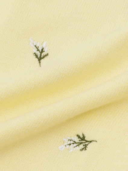 フラワー刺繍ポロニットトップス