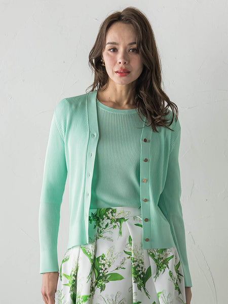 LUCINDAリブニットVカーディガン