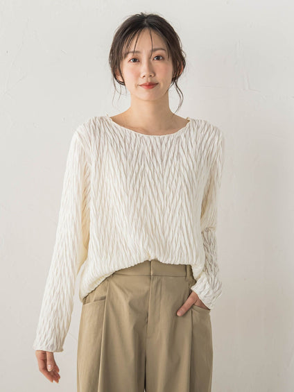 【WEB限定】フリルジャガードクルーネックプルオーバー