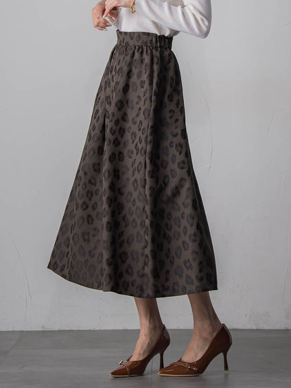 【WEB限定】レオパードジャガードスカート