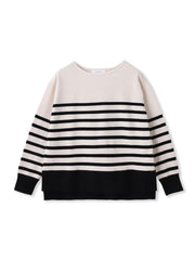 【ふわもち】ボーダーニット≪洗濯機で洗える≫