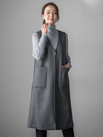 【大きいサイズ】ウールツイードボンディングジャンスカ