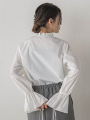 襟フリルブラウス≪洗濯機で洗える≫
