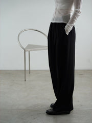 Tuck wide pants【日本製】≪手洗い可能≫