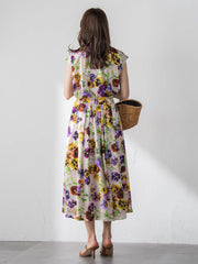 【KEITA KAWASAKI × Viaggio Bluコラボ】パンジープリントスカート