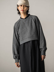 裏毛クロップドトレーナー≪洗濯機で洗える≫