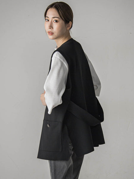 ”後姿もこなれ感”スポンディッシュニットジレ≪手洗い可能≫