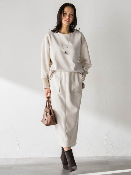 【WEB限定】フェイクスエードナロースカート≪セットアップ対応/洗える≫