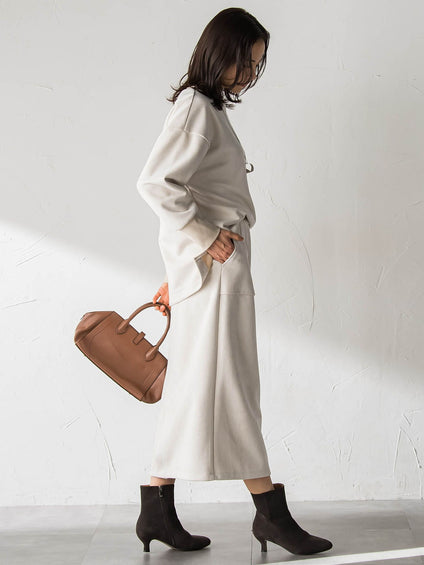 【WEB限定】フェイクスエードナロースカート≪セットアップ対応/洗える≫