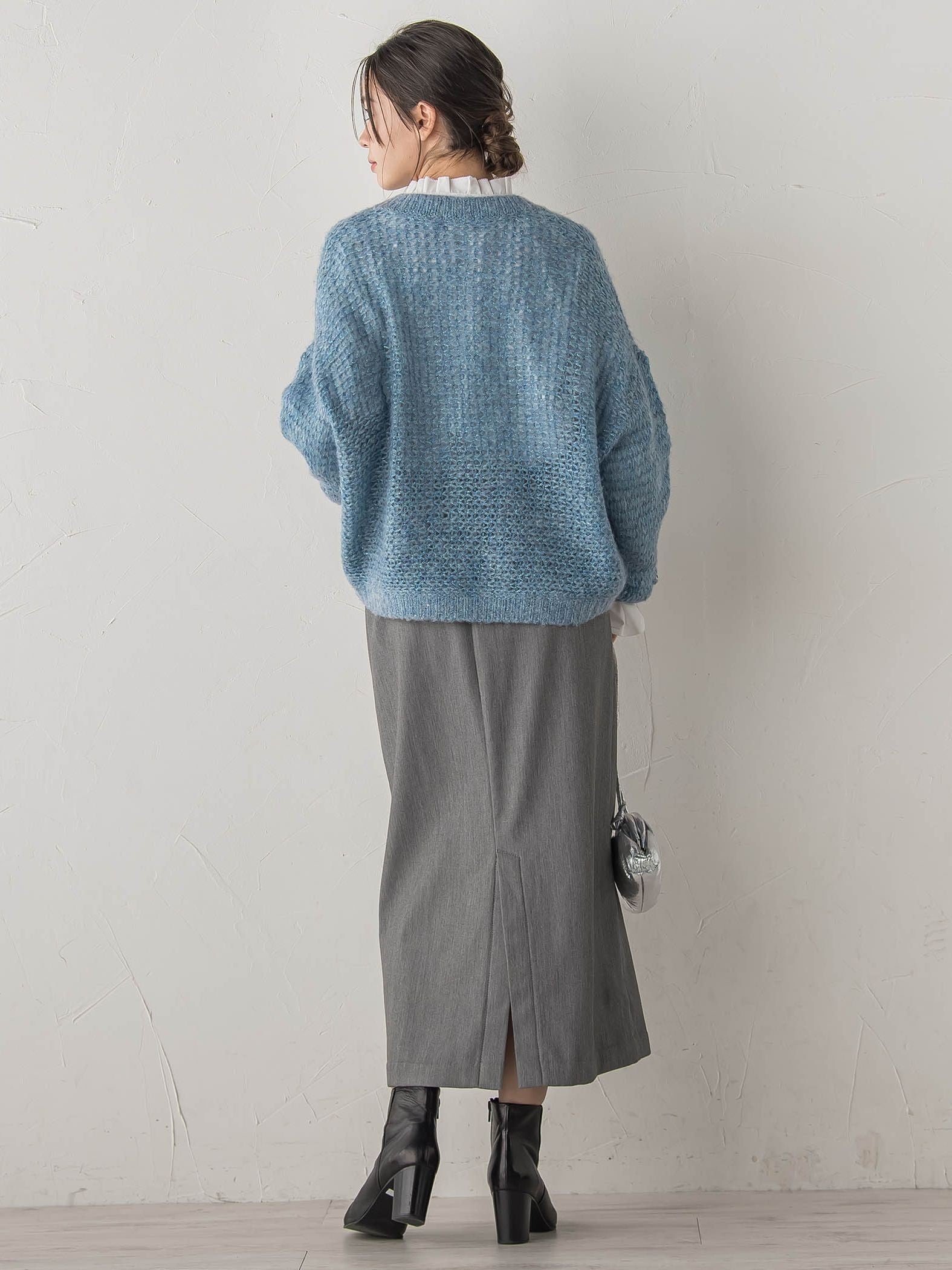 【WEB限定】モヘヤラメVネックショートプルオーバー≪手洗い可能≫