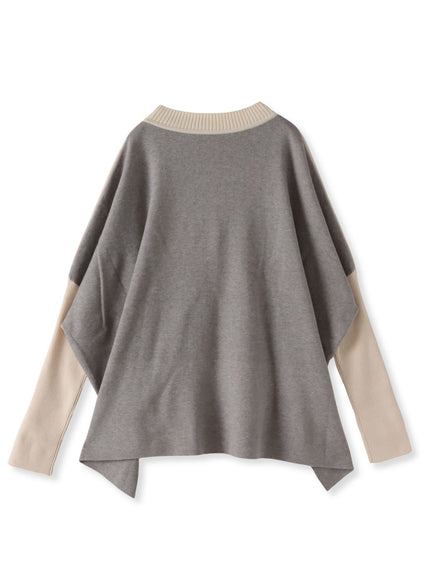 【WEB限定】”前後で印象が変わる”ドルマンバイカラーニット