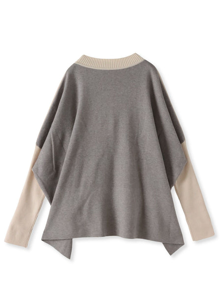 【WEB限定】”前後で印象が変わる”ドルマンバイカラーニット