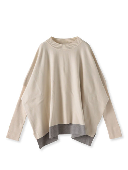 【WEB限定】”前後で印象が変わる”ドルマンバイカラーニット