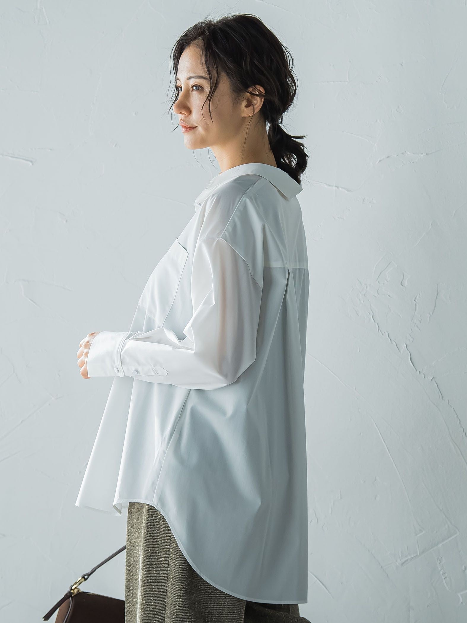 オーバーサイズシャツブラウス ≪洗濯機で洗える≫