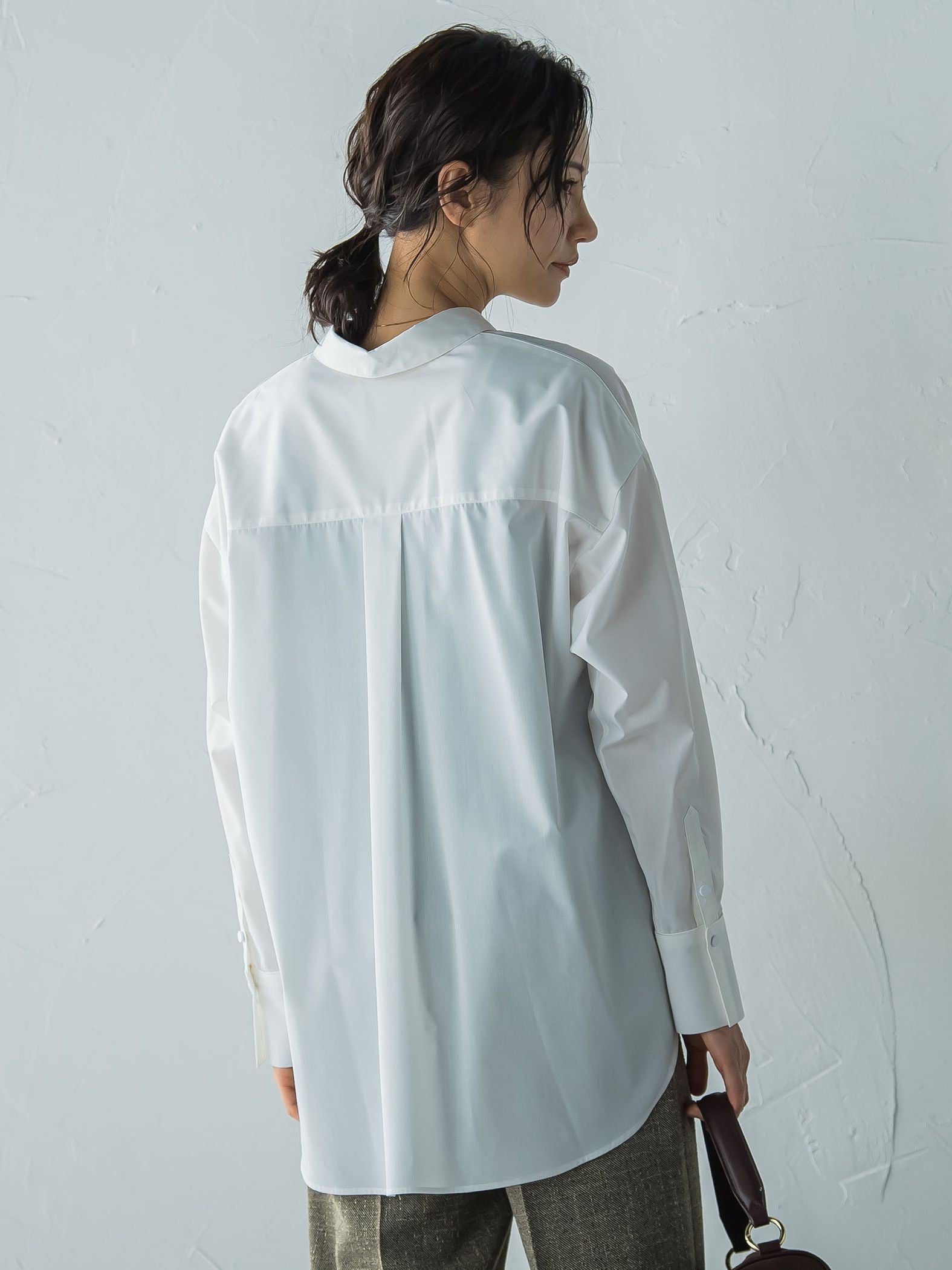 オーバーサイズシャツブラウス ≪洗濯機で洗える≫