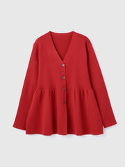 ライトウェイトペプラムニットカーディガン≪手洗い可能≫