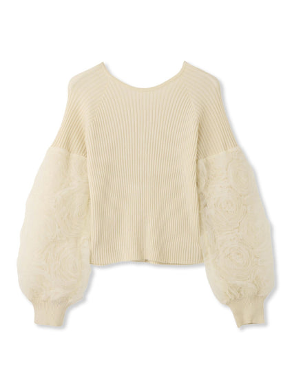 フラワーチュールスリーブカーディガン≪手洗い可能≫