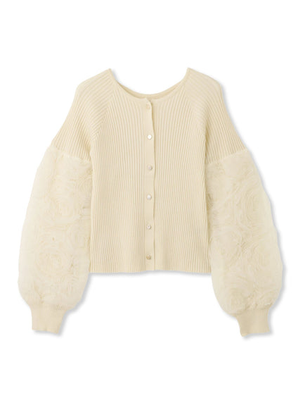 フラワーチュールスリーブカーディガン≪手洗い可能≫