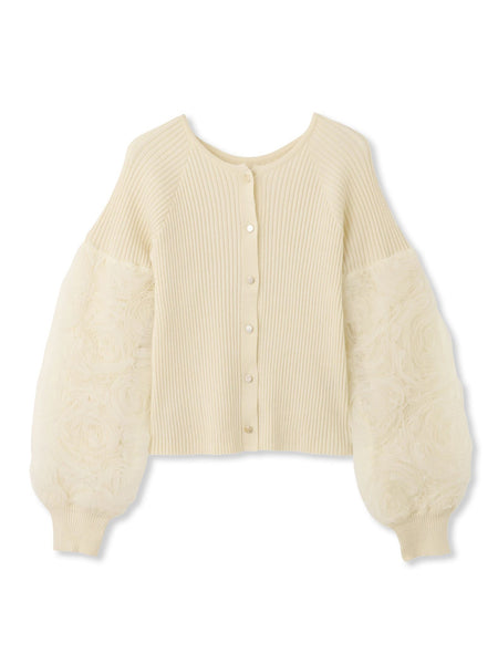 フラワーチュールスリーブカーディガン≪手洗い可能≫