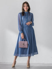 オーガンジーデニムブラウス