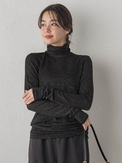 カシミヤシルクシアーラメカットソー≪手洗い可能≫