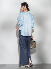 シアーバンドカラーブラウス≪洗える≫