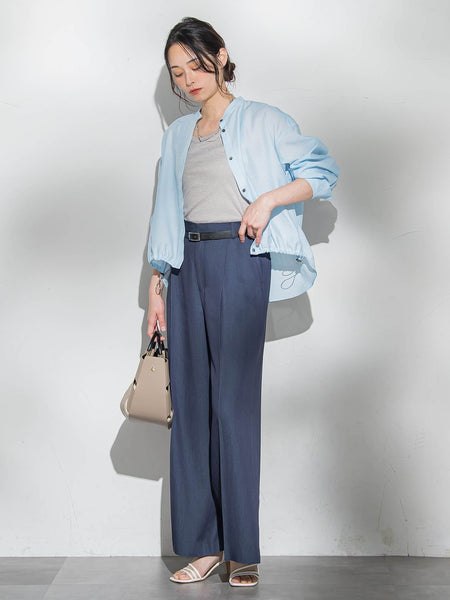 シアーバンドカラーブラウス≪洗える≫