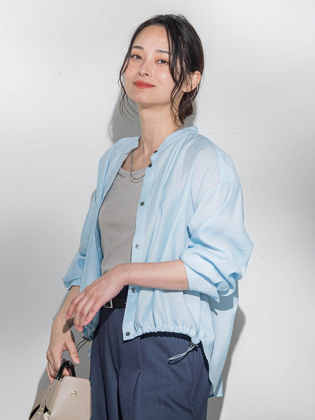 シアーバンドカラーブラウス≪洗える≫