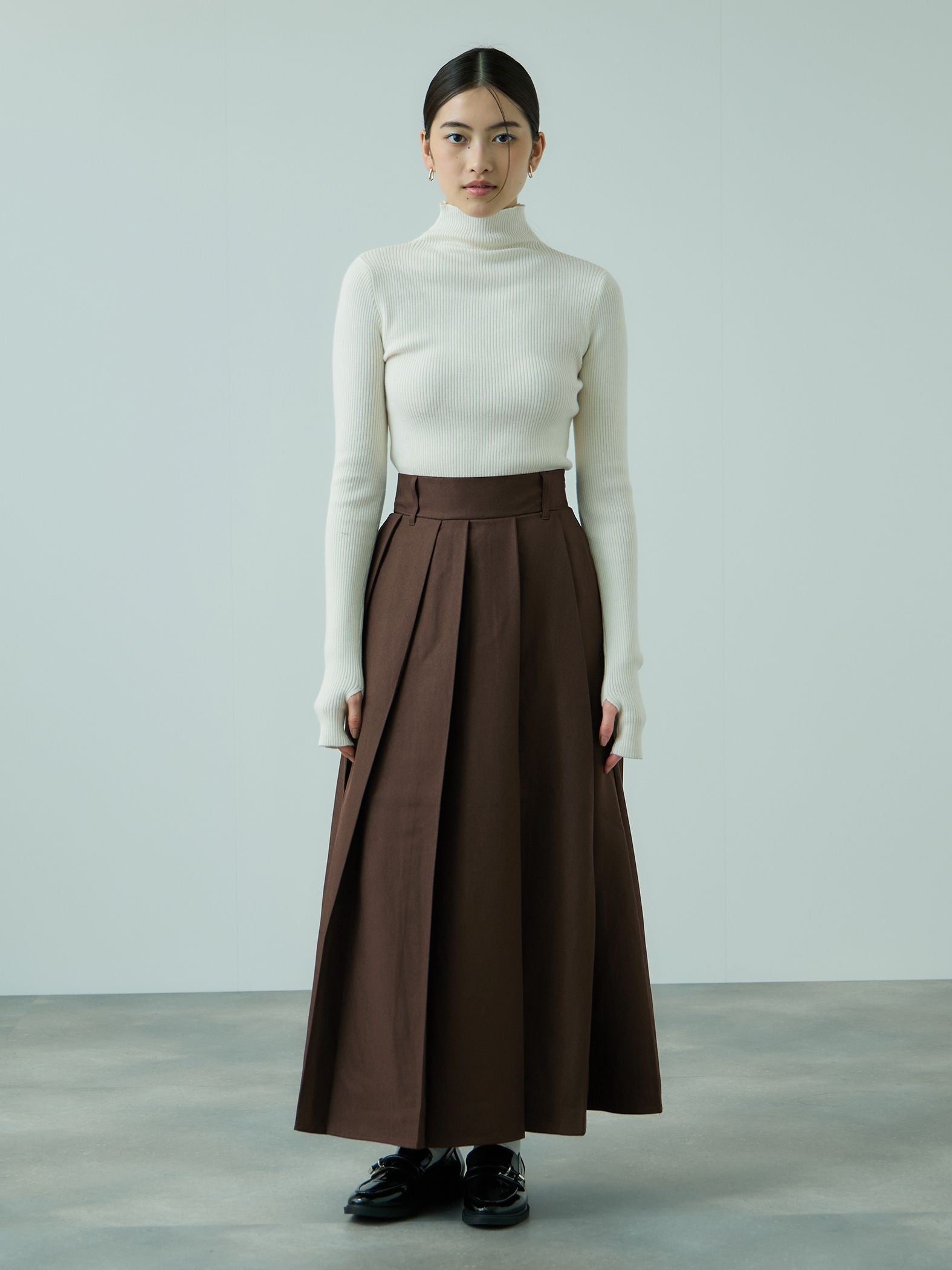 ワイドプリーツスリットスカート≪手洗い可能≫