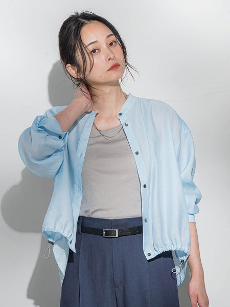 シアーバンドカラーブラウス≪洗える≫