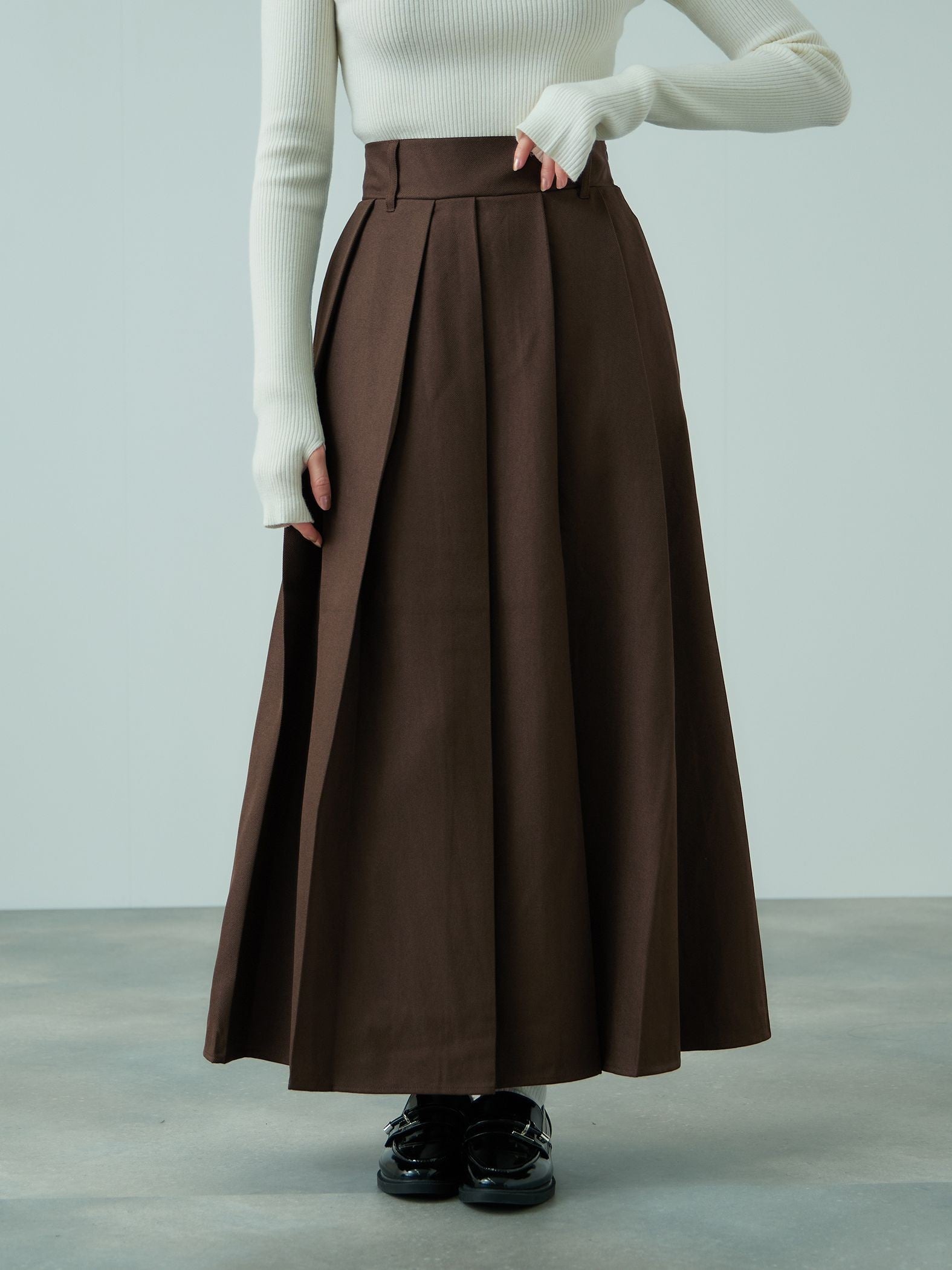 ワイドプリーツスリットスカート≪手洗い可能≫