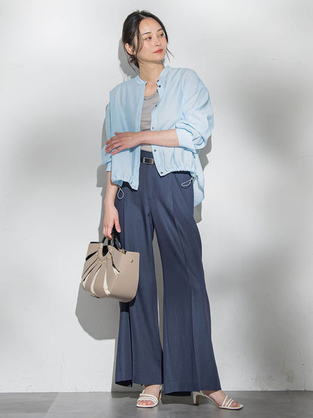 シアーバンドカラーブラウス≪洗える≫