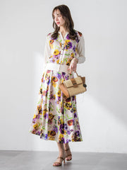 【KEITA KAWASAKI × Viaggio Bluコラボ】パンジープリントカーディガン