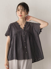 刺繍ハシゴレースブラウス